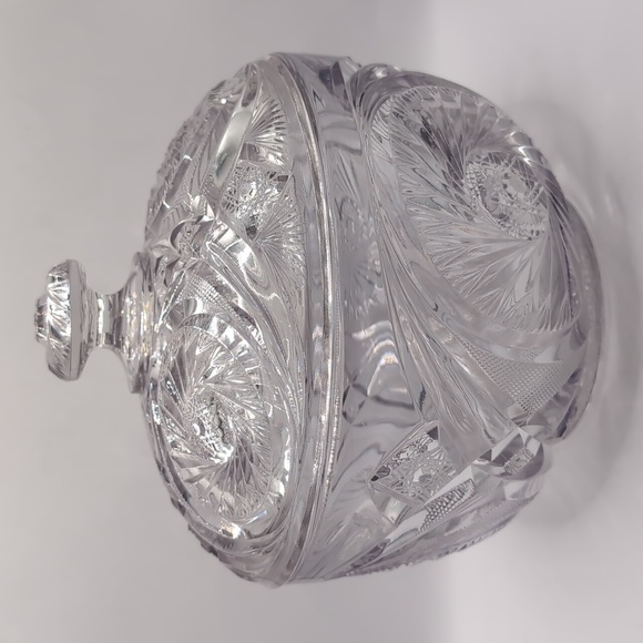 Antique / Vtg 1904-1927 McKee Prescut Aztec Covered Brilliant Glass Crystal Bowl - Picture 12 of 12